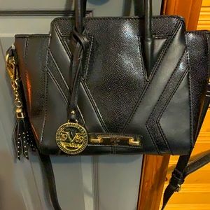 Black leather Versace 1969 Abbigliamento Sportivo SRL Milano purse